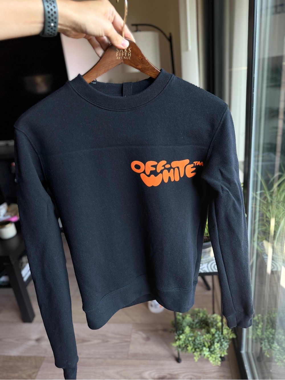 Off-White Black bubble Crewneck Sweatshirt with Orange Logo
